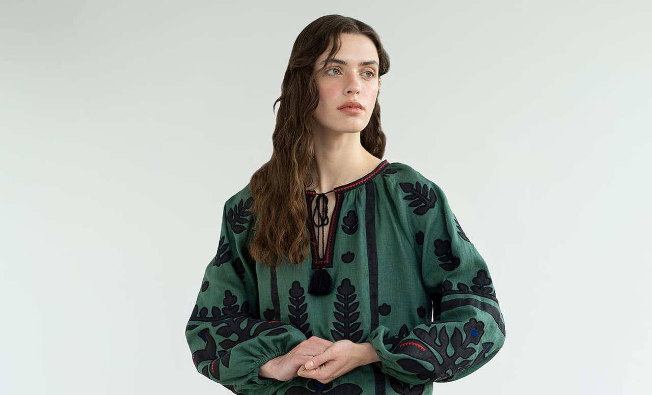 green vyshyvanka on a girl